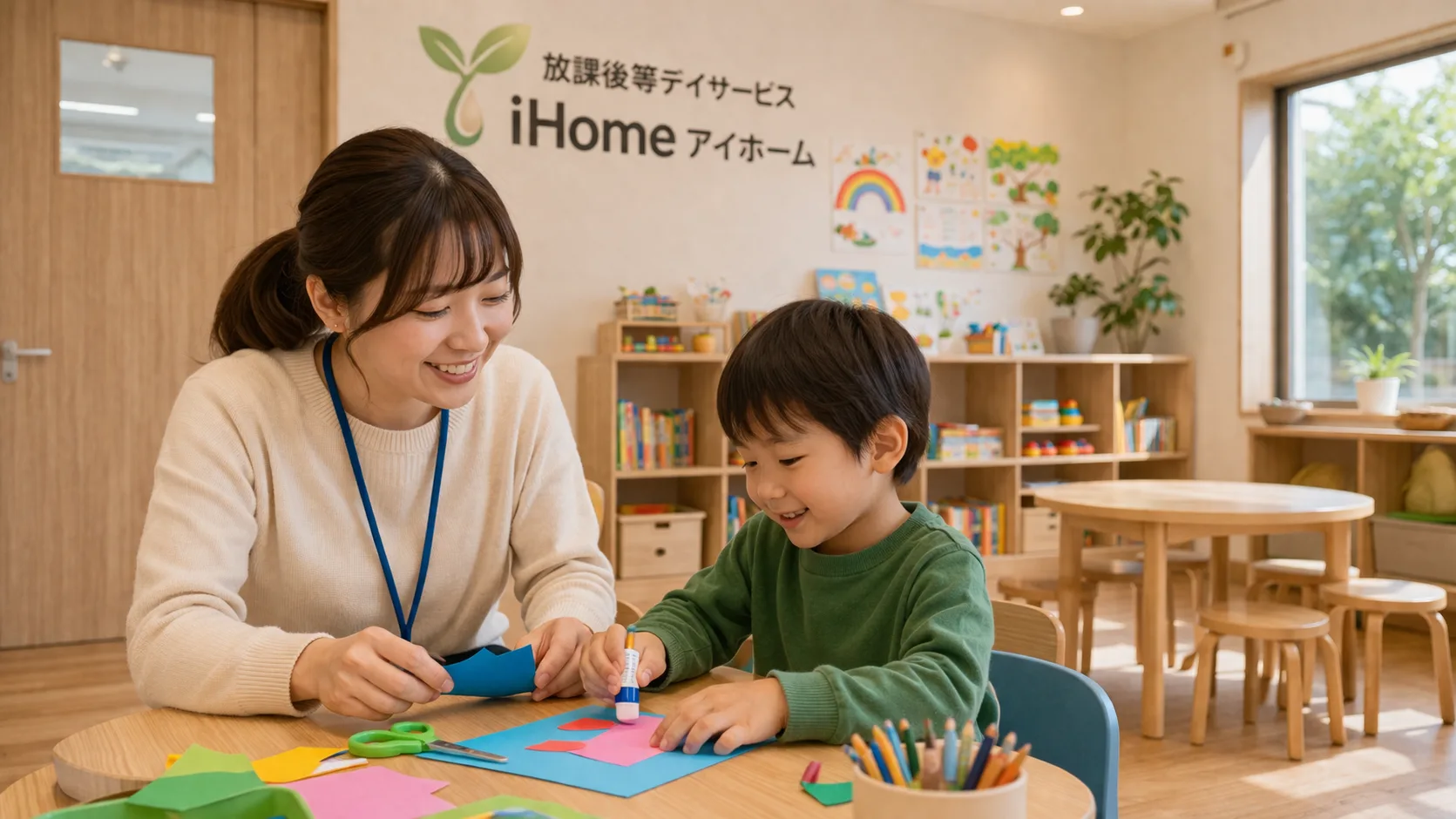 iHomeのスタッフと子どもが一緒に過ごしている様子